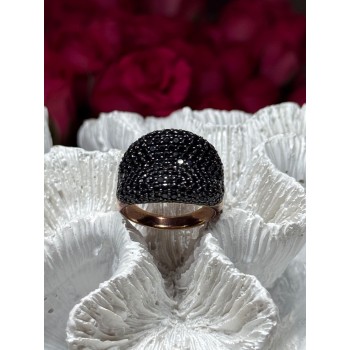 925 Sterling Silver Gold Plated Black Spinel Ring Size 8.5