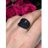 925 Sterling Silver Gold Plated Black Spinel Ring Size 8.5