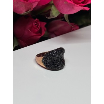 925 Sterling Silver Gold Plated Black Spinel Ring Size 8.5