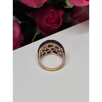 925 Sterling Silver Gold Plated Black Spinel Ring Size 8.5