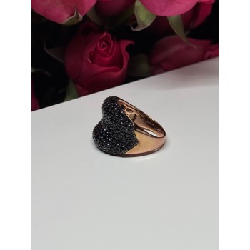 925 Sterling Silver Gold Plated Black Spinel Ring Size 8.5