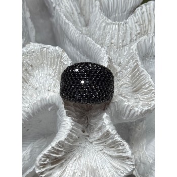 925 Sterling Silver Gold Plated Black Spinel Ring Size 8.5