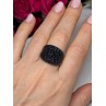 925 Sterling Silver Gold Plated Black Spinel Ring Size 8.5