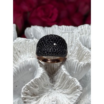 925 Sterling Silver Gold Plated Black Spinel Ring Size 8.5