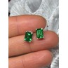 925 Sterling Silver Green Peridot Earrings Length 8 Mm