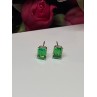 925 Sterling Silver Green Peridot Earrings Length 8 Mm