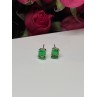 925 Sterling Silver Green Peridot Earrings Length 8 Mm