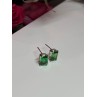 925 Sterling Silver Green Peridot Earrings Length 8 Mm