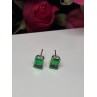925 Sterling Silver Green Peridot Earrings Length 8 Mm