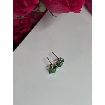 925 Sterling Silver Green Peridot Earrings Length 8 Mm