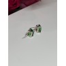 925 Sterling Silver Green Peridot Earrings Length 8 Mm