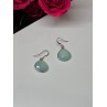 925 Sterling Silver Blue Beryl Earrings Length 1.1 Inch