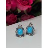 925 Sterling Silver Turquoise, Aquamarine & Beryl Earrings Length 1 Inch