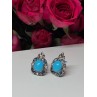 925 Sterling Silver Turquoise, Aquamarine & Beryl Earrings Length 1 Inch