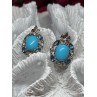 925 Sterling Silver Turquoise, Aquamarine & Beryl Earrings Length 1 Inch