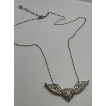 925 STERLING SILVER CZ ANGEL'S HEART NECKLACE