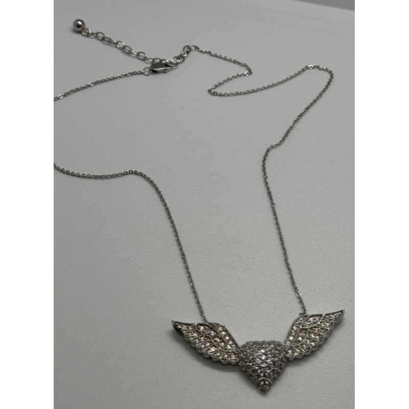 925 STERLING SILVER CZ ANGEL'S HEART NECKLACE