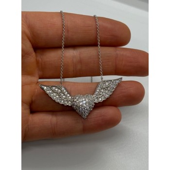 925 STERLING SILVER CZ ANGEL'S HEART NECKLACE