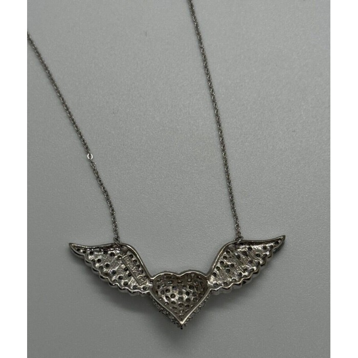 925 STERLING SILVER CZ ANGEL'S HEART NECKLACE