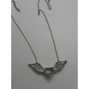 925 STERLING SILVER CZ ANGEL'S HEART NECKLACE