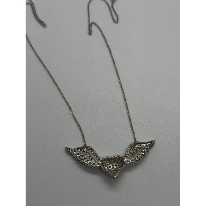 925 STERLING SILVER CZ ANGEL'S HEART NECKLACE
