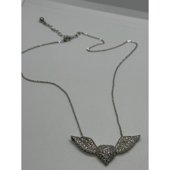 925 STERLING SILVER CZ ANGEL'S HEART NECKLACE