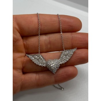 925 STERLING SILVER CZ ANGEL'S HEART NECKLACE