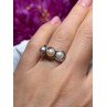 925 Sterling Silver Pearls Ring Size 6