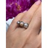 925 Sterling Silver Pearls Ring Size 6