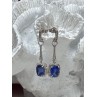 925 Sterling Silver Sapphire Earrings Length 1.5 Inch