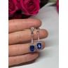 925 Sterling Silver Sapphire Earrings Length 1.5 Inch