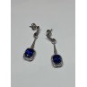 925 Sterling Silver Sapphire Earrings Length 1.5 Inch
