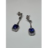 925 Sterling Silver Sapphire Earrings Length 1.5 Inch