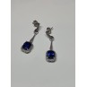 925 Sterling Silver Sapphire Earrings Length 1.5 Inch