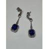 925 Sterling Silver Sapphire Earrings Length 1.5 Inch