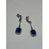 925 Sterling Silver Sapphire Earrings Length 1.5 Inch