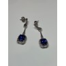 925 Sterling Silver Sapphire Earrings Length 1.5 Inch