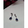 925 Sterling Silver Sapphire Earrings Length 1.5 Inch