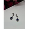925 Sterling Silver Sapphire Earrings Length 1.5 Inch