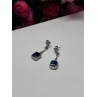 925 Sterling Silver Sapphire Earrings Length 1.5 Inch