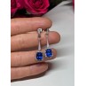 925 Sterling Silver Sapphire Earrings Length 1.5 Inch