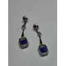 925 Sterling Silver Sapphire Earrings Length 1.5 Inch