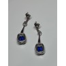 925 Sterling Silver Sapphire Earrings Length 1.5 Inch