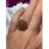 925 Sterling Silver Amber Ring Size 5