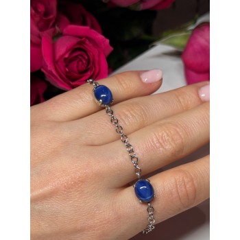 925 Sterling Silver Star Sapphire Bracelet Length 7.5