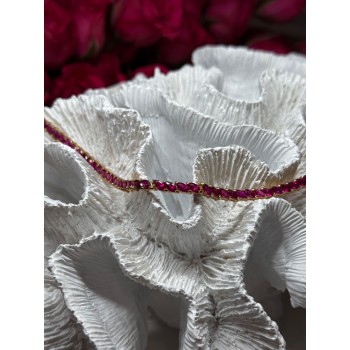 925 Sterling Silver Gold Plated Ruby Bracelet Length 7.5