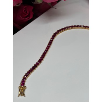 925 Sterling Silver Gold Plated Ruby Bracelet Length 7.5