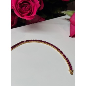 925 Sterling Silver Gold Plated Ruby Bracelet Length 7.5