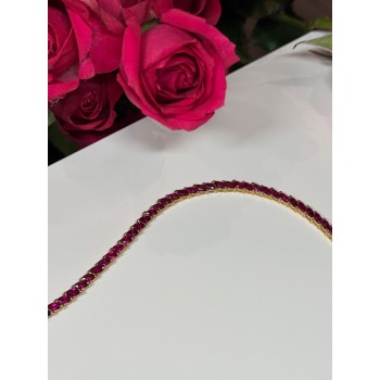 925 Sterling Silver Gold Plated Ruby Bracelet Length 7.5