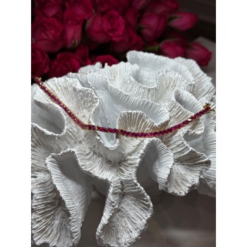 925 Sterling Silver Gold Plated Ruby Bracelet Length 7.5